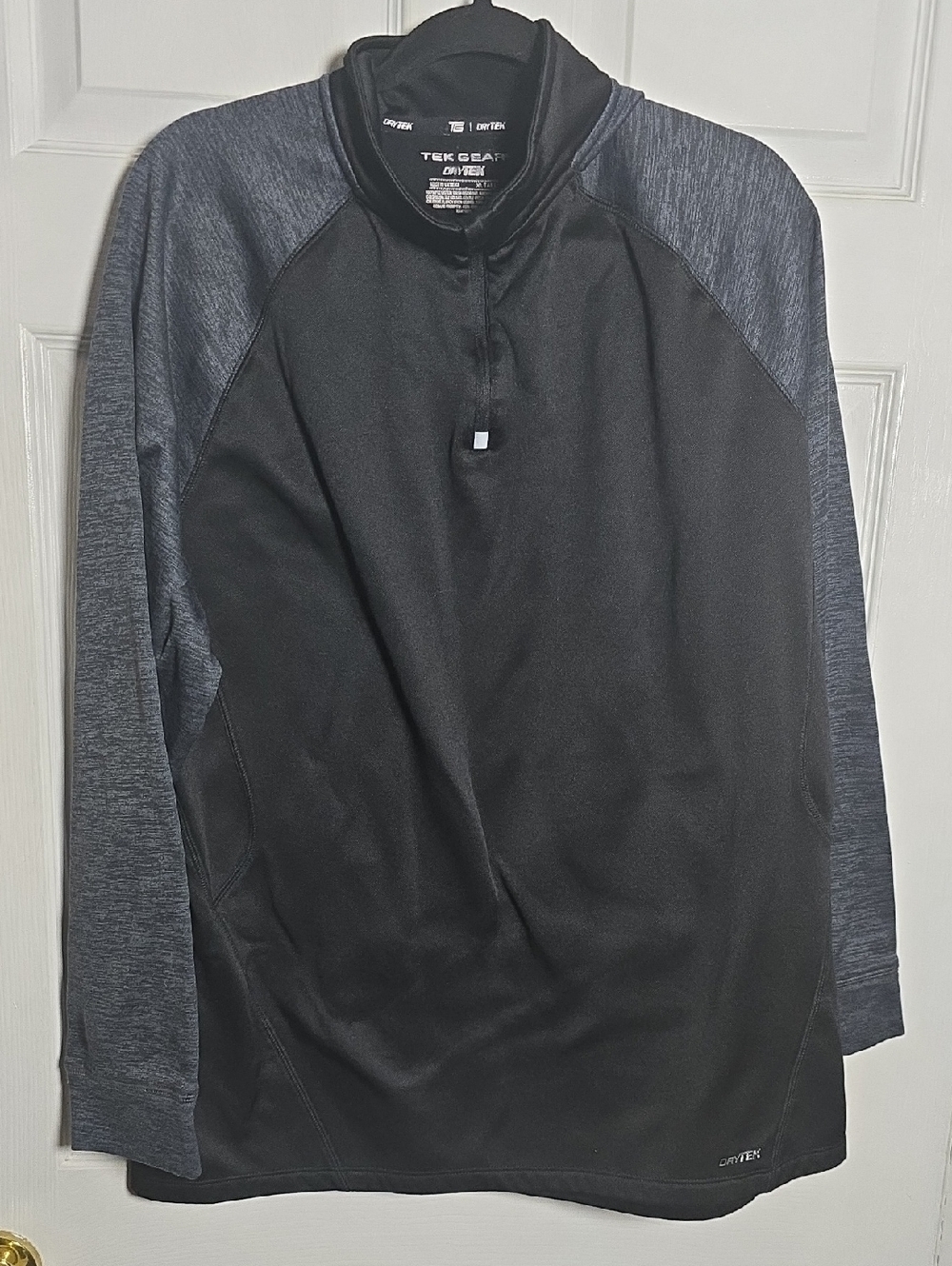 tek gear XL TALL Black with Charcoal Heather Raglan Quarter-Zip Pullover